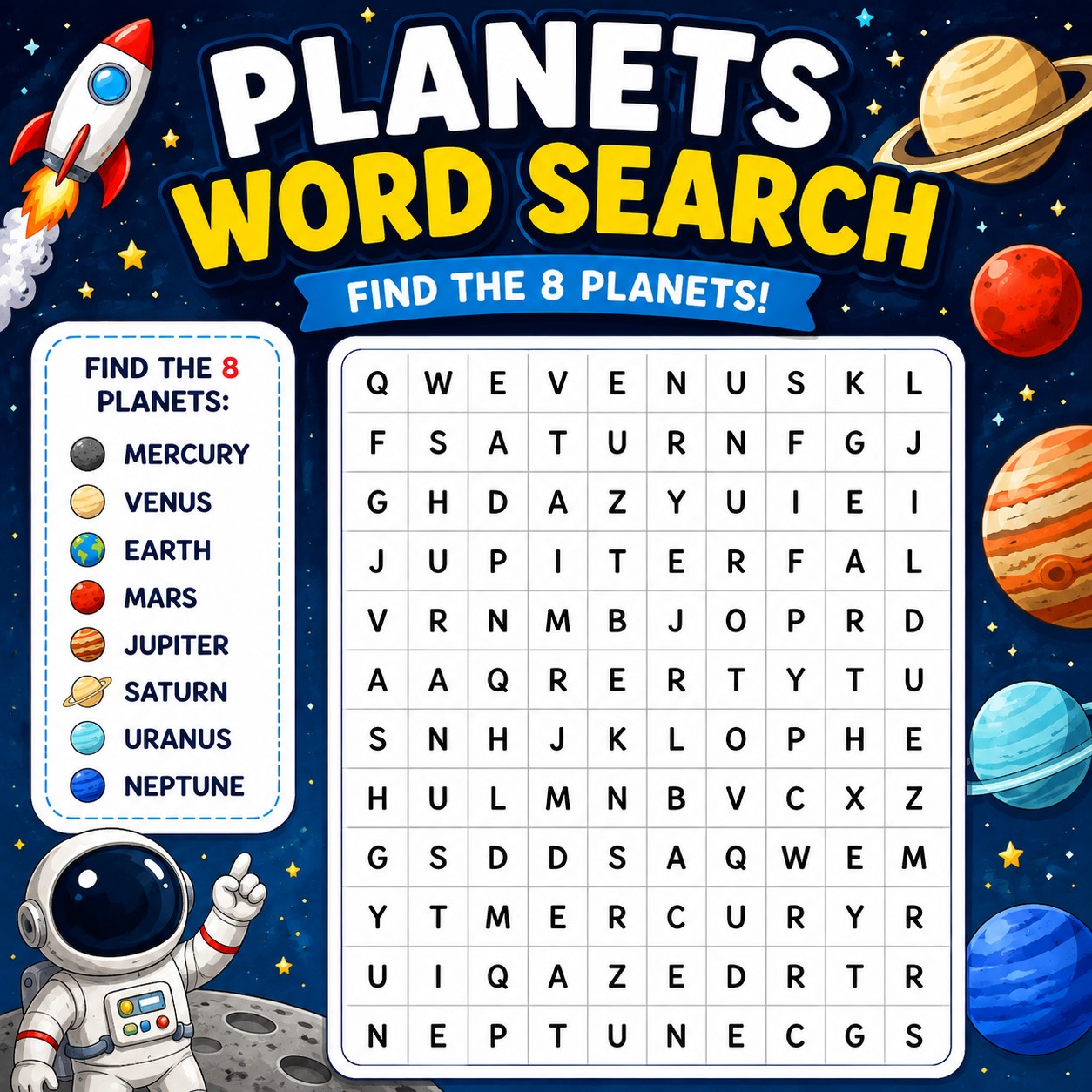 Planets Word Search!