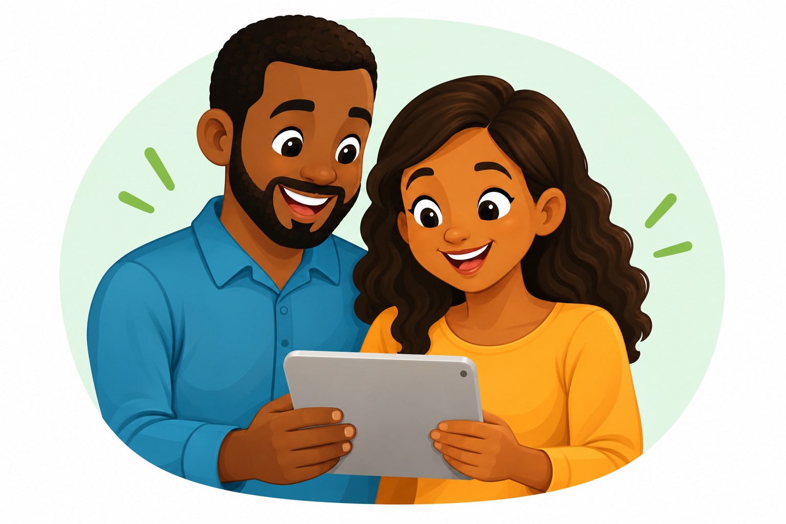 Parents exploring educational resources for children